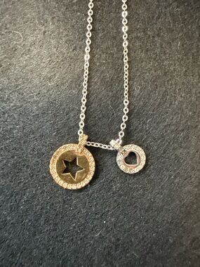 Swarovski Two-Tone Rose Gold & Silver Star/Heart Medallion Necklace